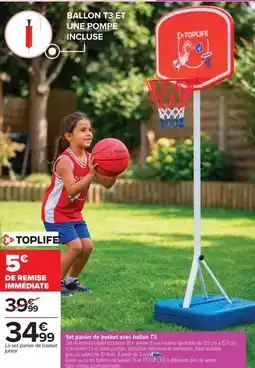 Carrefour Toplife - set para per basket avec ballon 13 offre