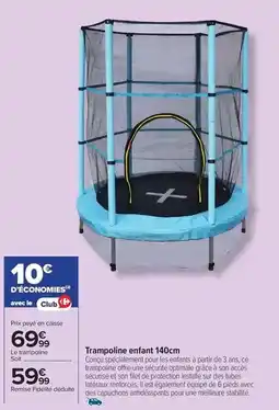 Carrefour Trampoline enfant 140cm offre