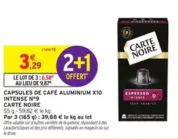 Intermarché Capsules de café aluminium x10 intense nº9 carte noire offre