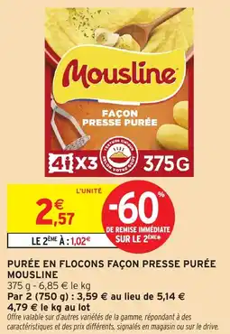 Intermarché Purée en flocons façon presse purée mousline offre