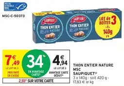 Intermarché Thon entier nature msc saupiquet offre