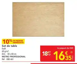 METRO Set de table offre