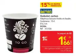 METRO Gobelet carton offre