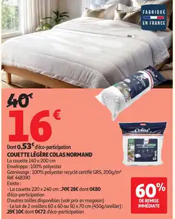 Auchan Direct Couette légère colas normand offre