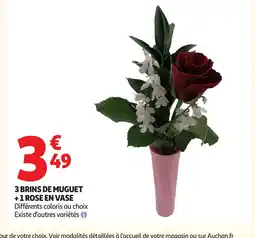 Auchan Direct 3 brins de muguet +1 rose en vase offre