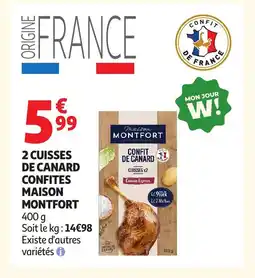 Auchan Direct MAISON MONTFORT 2 cuisses de canard confites offre