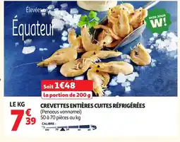 Auchan Direct Crevettes entières cuites réfrigérées offre