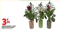 Auchan Direct 2 brins de muguet +1 rose dans un vase en verre offre