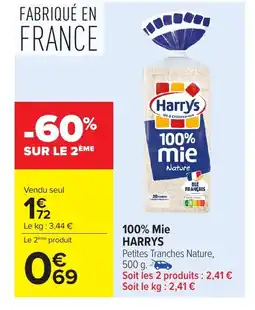 Carrefour Market HARRYS 100% Mie offre
