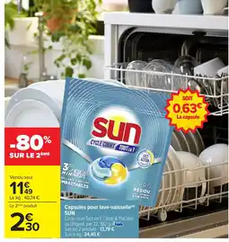 Carrefour Market SUN Capsules pour lave-vaisselle offre