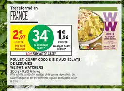 Intermarché Hyper WEIGHT WATCHERS Poulet, curry coco & riz aux éclats de légumes offre
