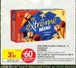 Intermarché Hyper EXTRÊME Mini cône glacé 4 vanille - 4 chocolat offre