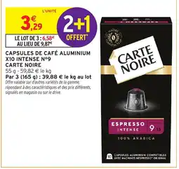 Intermarché Hyper CARTE NOIRE Capsules de café aluminium x10 intense n°9 offre
