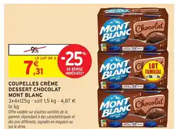 Intermarché Hyper MONT BLANC Coupelles crème dessert chocolat offre
