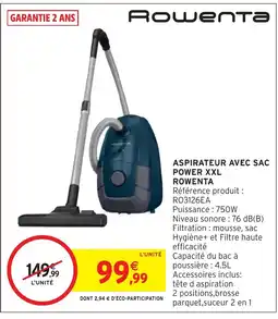 Intermarché Hyper ROWENTA Aspirateur avec sac power xxl offre