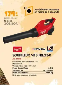 Master Pro MILWAUKEE Souffleur m18 fblg3-0 offre