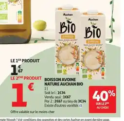 Auchan BOISSON AVOINE NATURE AUCHAN BIO offre