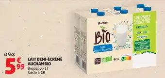 LAIT DEMI-ÉCRÉMÉ AUCHAN BIO
