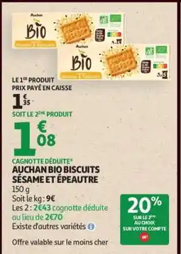 Auchan AUCHAN BIO BISCUITS SÉSAME ET ÉPEAUTRE offre