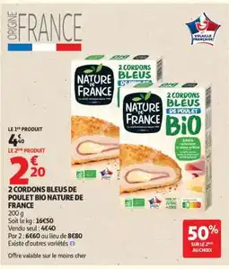 Auchan 2 CORDONS BLEUS DE POULET BIO 'NATURE DE FRANCE' offre
