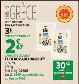 Auchan Fêta AOP Auchan Bio offre
