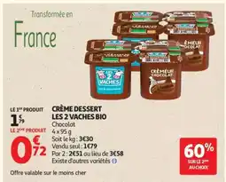 Auchan CRÈME DESSERT LES 2 VACHES BIO offre