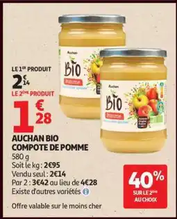Auchan Auchan Bio Compote de Pomme offre