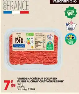 Auchan VIANDE HACHÉE PUR BŒUF BIO offre