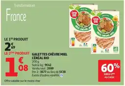 Auchan GALETTES CHÈVRE MIEL CÉRÉAL BIO offre