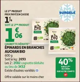 Auchan ÉPINARDS EN BRANCHES AUCHAN BIO offre