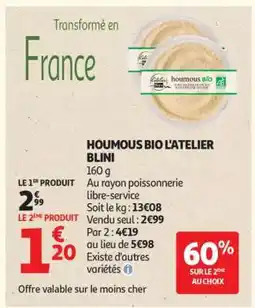 Auchan HOUMOUS BIO L'ATELIER BLINI offre
