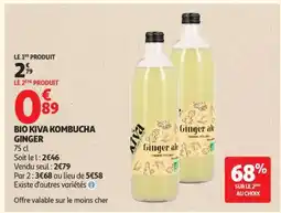 Auchan BIO KIVA KOMBUCHA GINGER offre