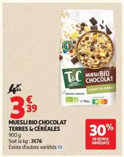 Auchan MUESLI BIO CHOCOLAT TERRES & CÉRÉALES offre