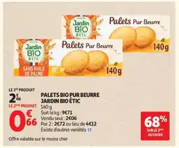 Auchan PALETS BIO PUR BEURRE JARDIN BIO ÉTIC offre