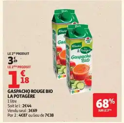 Auchan Gaspacho Rouge Bio La Potagère offre