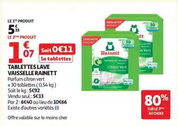 Auchan TABLETTES LAVE VAISSELLE RAINETT offre