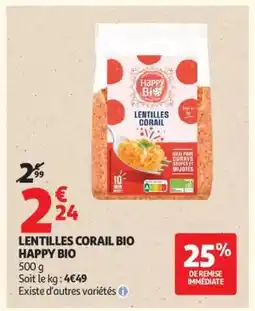 Auchan LENTILLES CORAIL BIO HAPPY BIO offre