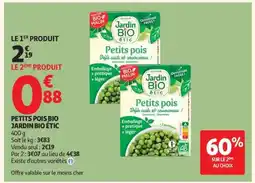 Auchan PETITS POIS BIO JARDIN BIO ÉTIC offre