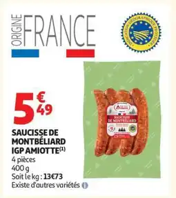 Auchan Saucisse De Montbeliard Igp Amiotte offre