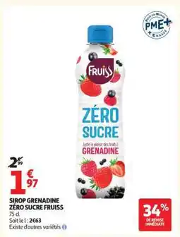 Auchan SIROP GRENADINE ZÉRO SUCRE FRUISS offre