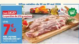 Auchan Porc : Poitrine Tranchée Avec Os offre