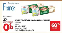 Auchan Bûche de Chèvre Fondante Président offre