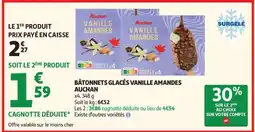 Auchan BÂTONNETS GLACÉS VANILLE AMANDES AUCHAN offre