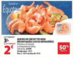 Auchan Queues De Crevettes Non Décortiquées Cuites Réfrigérées offre