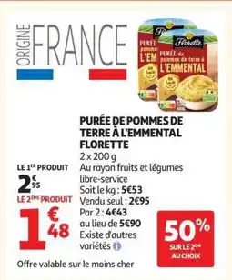 Auchan PURÉE DE POMMES DE TERRE À L'EMMENTAL FLORETTE offre