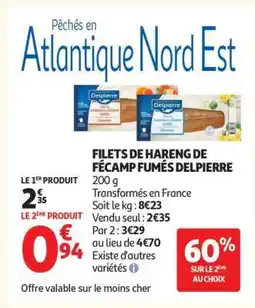 Auchan FILETS DE HARENG DE FÉCAMP FUMÉS DELPIERRE offre