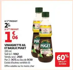 Auchan VINAIGRETTE AIL ET BASILIC PUGET offre