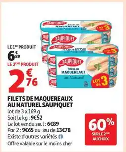 Auchan FILETS DE MAQUEREAUX AU NATUREL SAUPIQUET offre
