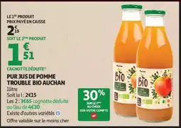 Auchan PUR JUS DE POMME TROUBLE BIO AUCHAN offre
