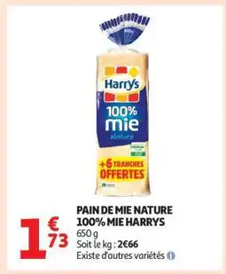 Auchan PAIN DE MIE NATURE 100% MIE HARRYS offre